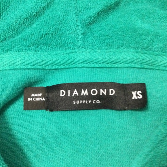 DIAMOND SUPPLY CO WOMEN’S TEARDROP TURQUOISE ZIP-UP HOODIE SIZE XS - Picture 4 of 8